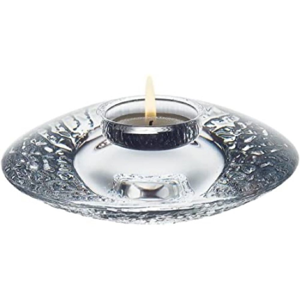 NWT Orrefors Crystal glass Discus Votive Candle saucer Holder Sweden sti…